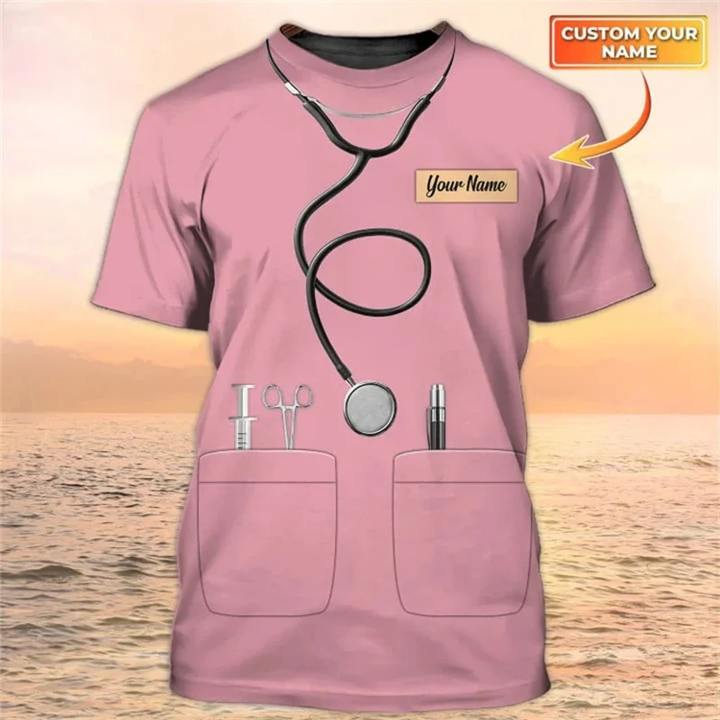 Personalized Nurse Uniform Nurse Work Clothing T Shirt Nursing Tools Printed Short Sleeve Tshirt Multicolor Harajuku Custom Tops