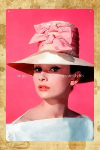 bedroom wall decor Audrey Hepburn retro metal tin sign