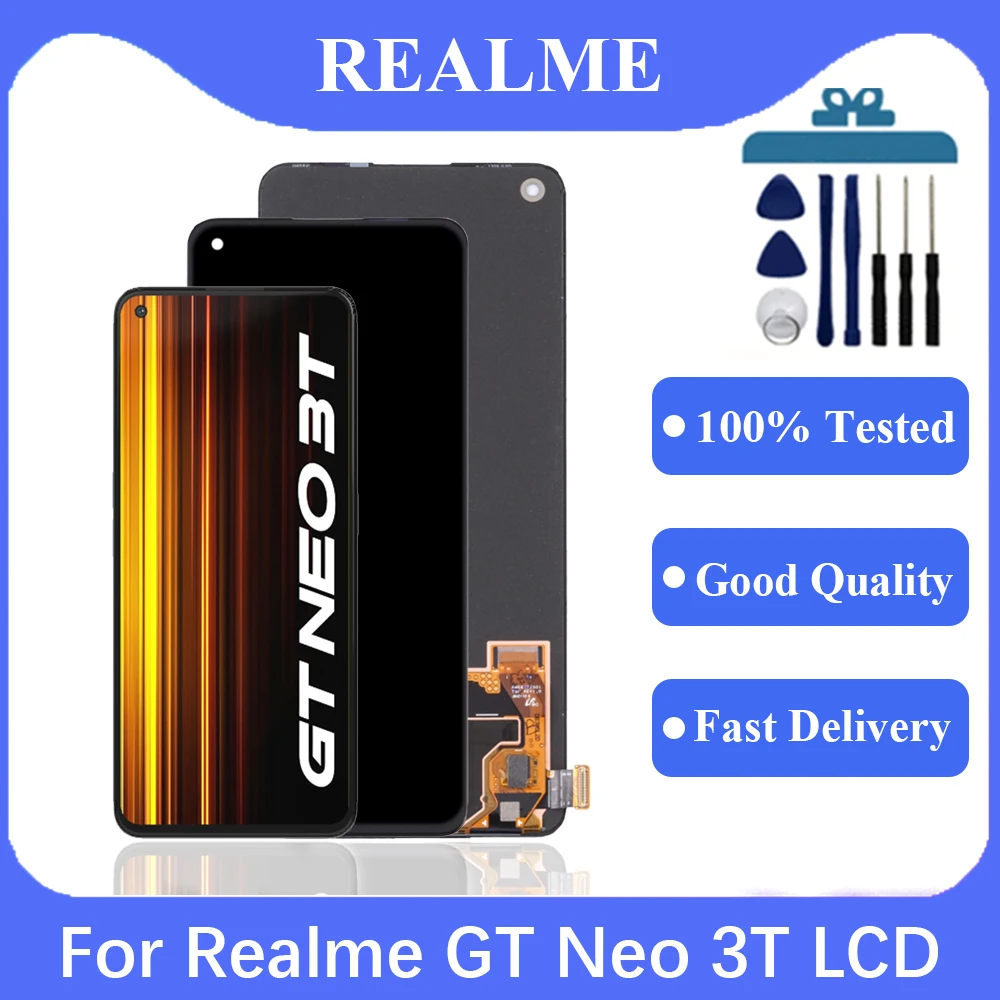 Original AMOLED For OPPO Realme GT Neo 3T LCD Display Touch Screen Digitizer Assembly For Realme GT Neo 3T RMX3372 RMX3371 LCD