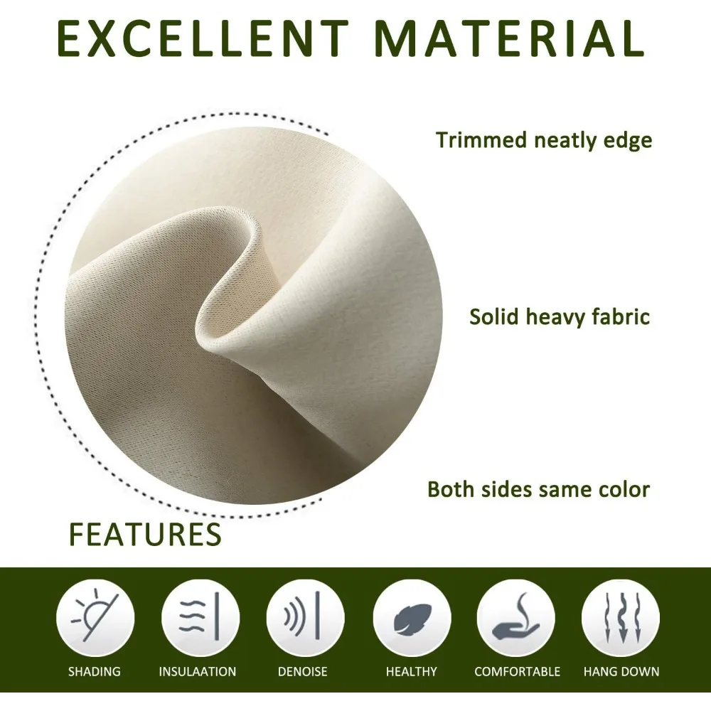 Cortinas opacas extra largas con ojales para sala de estar, salón y habitación de invitados, tratamientos de ventana estilo loft beige