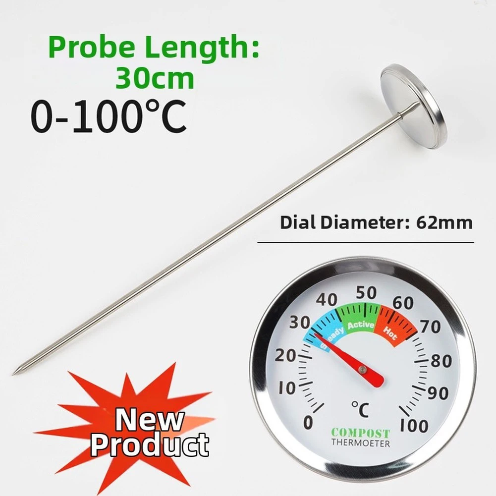 Compost Thermometer with 30cm and 50cm Probe Options to Accommodate Standard and Deep-Stack Composting Systems and Bins