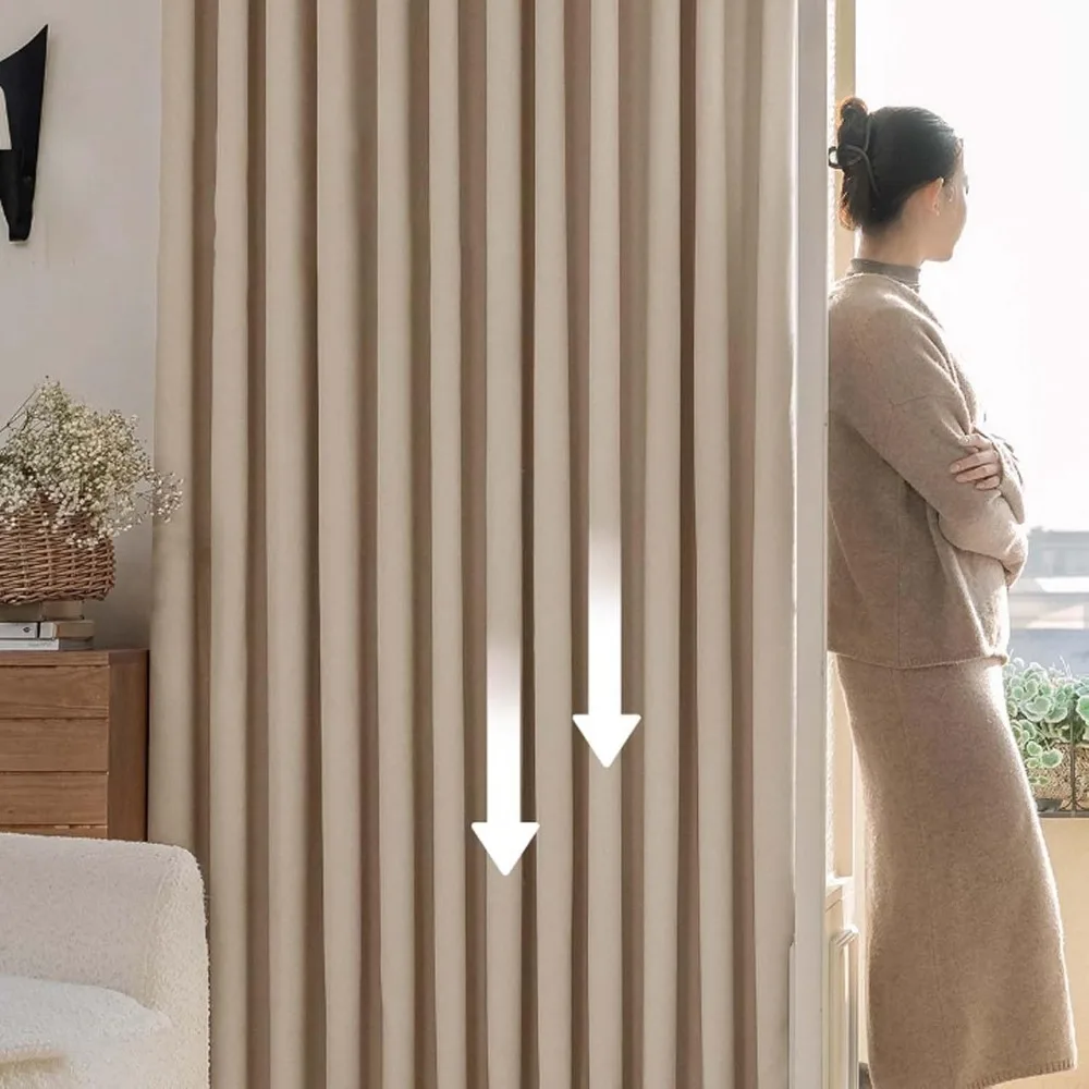 Rideaux insonorisés à isolation thermique, bloquant la lumière, avec œillets, pour chambre à coucher, traitements de fenêtre occultants, 90%