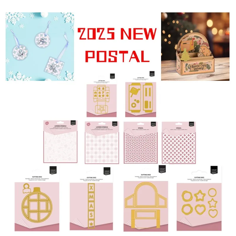2025 Nowy Kwiat Gwiazda Oleśniewiec Liście Pocztowy Bombka Kwadratowy Kalendarz Adwentowy Pudełko 3D Metalowy Stempel Szablon Album na Zdjęcia Papier DIY Tłoczenie