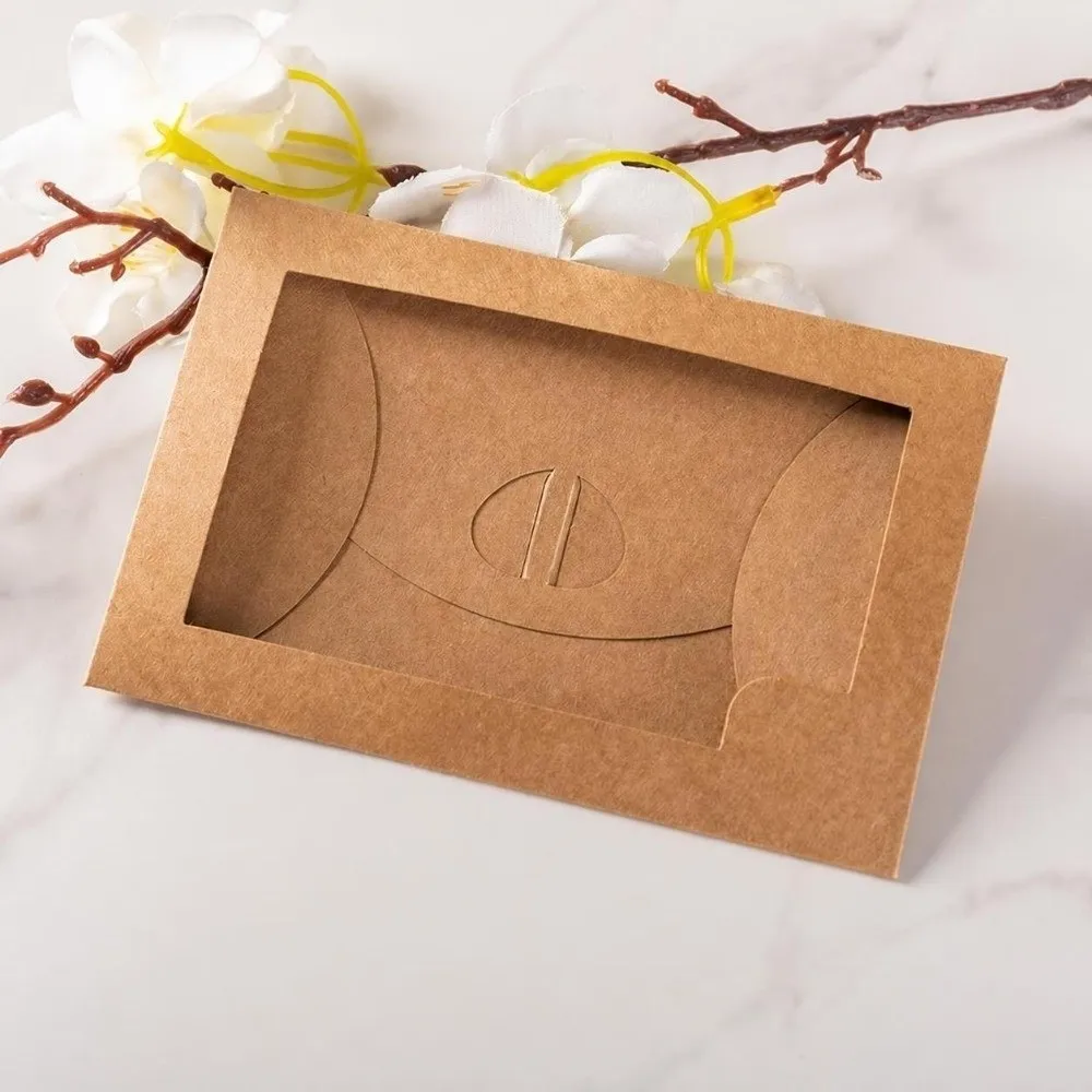 20pcs Rustic Clear Window Kraft Paper Envelope Self Seal Heart Clasp Clear Window Envelope DIY Card Envelope Party Favor Packing