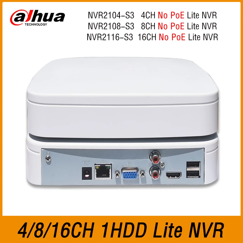 Dahua NVR2104-S3 NVR2108-S3 NVR2116-S3 4/8/16CH Smart AI Network Video Recorder NVR Onvif Perimeter Protection Camera Security