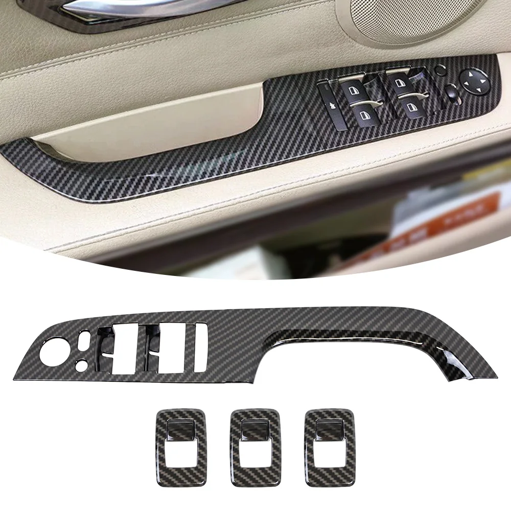 

4pcs LHD ABS glass lift Panel switch Button Cover frame trim for bmw e90 3 Series car interior trim accessories 2005-2012