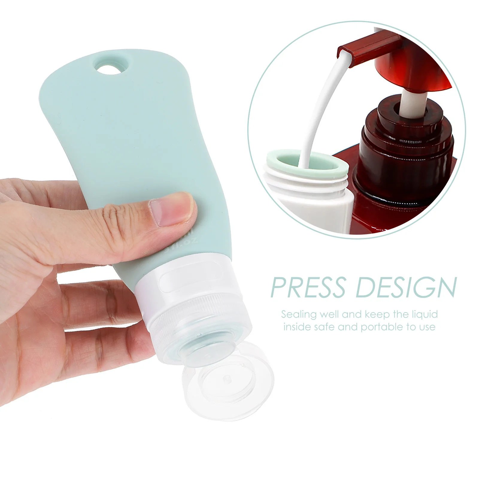 

4 set Silicone Travel Bottles 4 Sets Portable Toiletry Containers Refillable Leakproof Dispenser For Shampoo Lotion