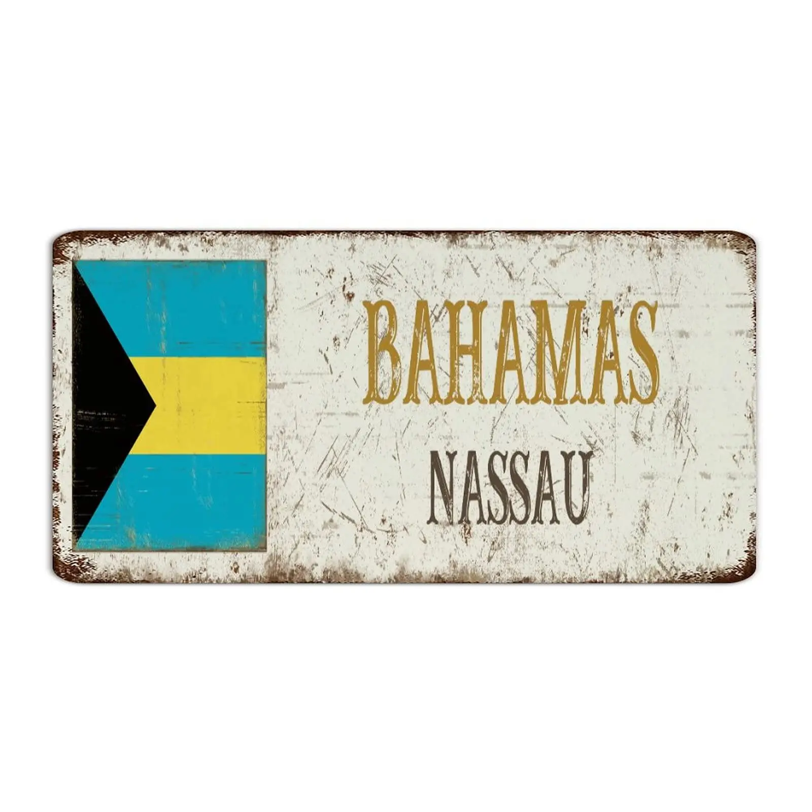 Bahamas-Nassau Flag City Street Metal Plaque Personalized Yard Room Indoor Man Cave Decor Metal Tin Sign National Country Souven