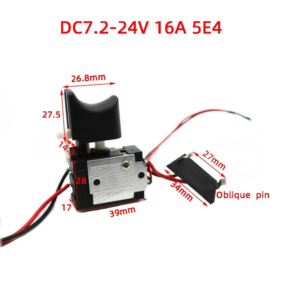 1Pcs DC 7.2 V-24V lithium battery trigger switch used for drilling speed control 16A with LED light speed control trigger switch
