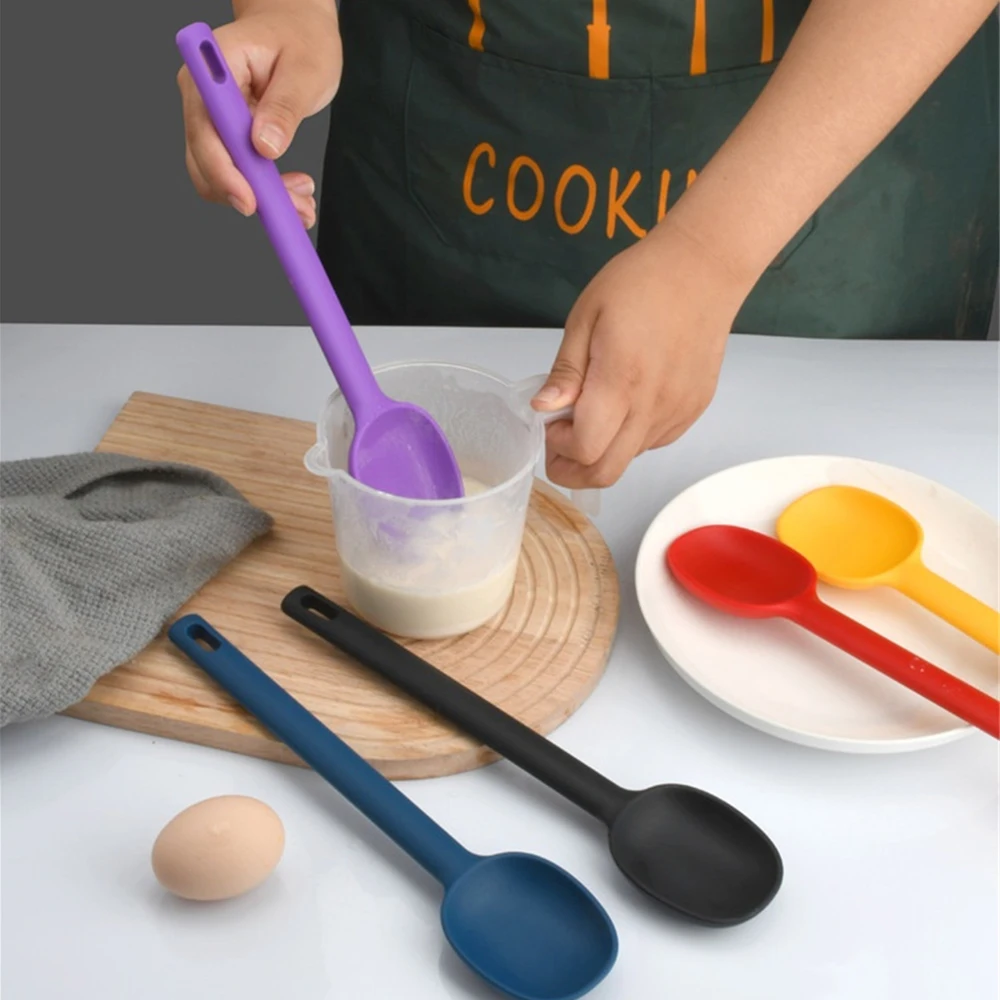 1~4PCS Cooking Spoon Convenient Storage Yellow Spoon Cooking Tools Silicone Spoon Does Not Hurt The Pot Purple Long Handle Spoon