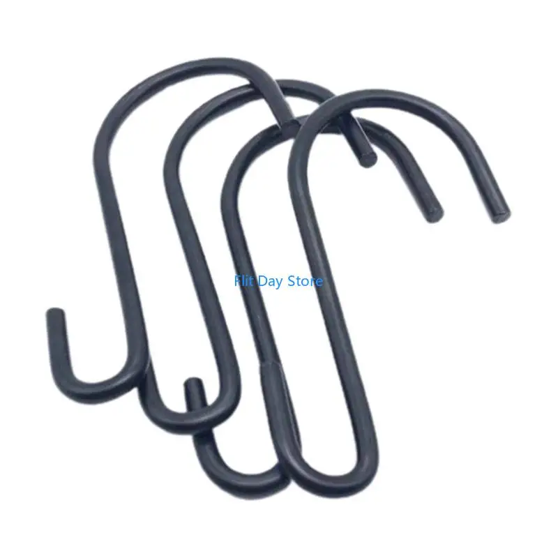 F92C 10Pcs Black Coating S Shaped Hooks Home Storage Utility Metal Hangers Storage Holder for Hanging Plant Towel Kitchen