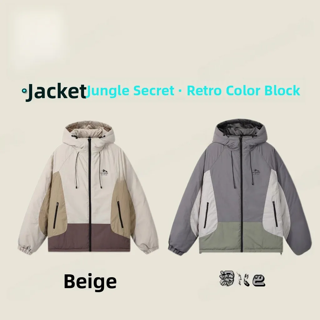 

Thiened Cotton Sportswear for Men Winter Outdoor Water-Resistant Retro Workwear Loose Fit Faionable Urban Sle