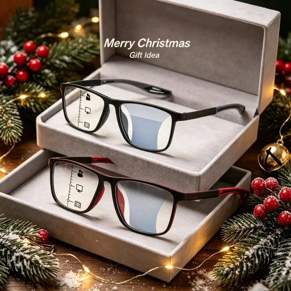 2-Piece Reading Glasses - Sports Full-edged Square Frame with PC Lenses and Silicone Arms, Unisex Comfortable Driving Glasses for Cars, Phones, Walking, Christmas and Halloween Gifts in Random Colors