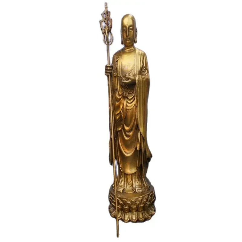 China Brass Buddha God Statue Fengshui Worship Deity Statue