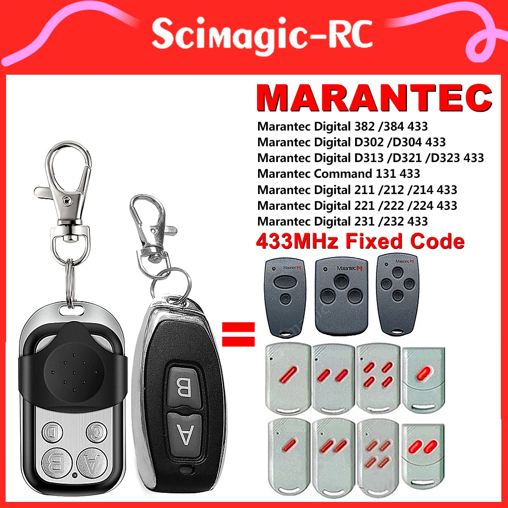 

для MARANTEC Digital 382 384 D302 D304 D313 D321 211 212 214 Comfort 220 250 252 433,92 МГц Пульт дистанционного управления гаражными воротами с фиксированным кодом