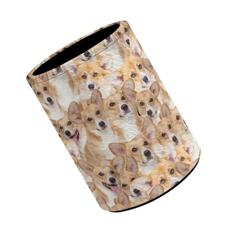 น่ารักกระบอกผู้ถือปากกาหนังดินสอปากกาถ้วยโต๊ะ ผู้ถือพู่กัน