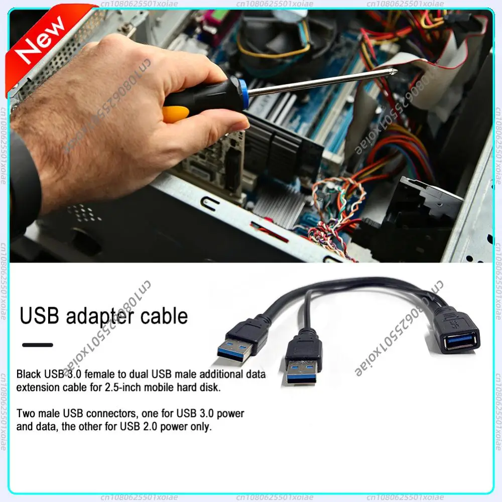 

Dual USB External PC Accessories USB 3.0 Female to Dual USB Type A Male Extra Power Data Y Extension Cable Black