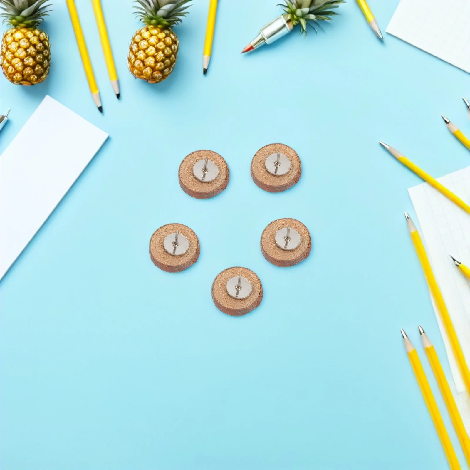 80Pcs Wood Push Pin Set Natural Bulletin Board Tacks for Drawing Boards Map Projects Notes Holding Office School Decoration Use