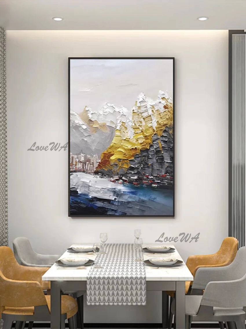 Imagem -03 - Pintura a Óleo Abstrata Pintada à Mão Canvas Wall Picture Living Room Art Home Decor Painel Grupo Tamanho Grande Pcs