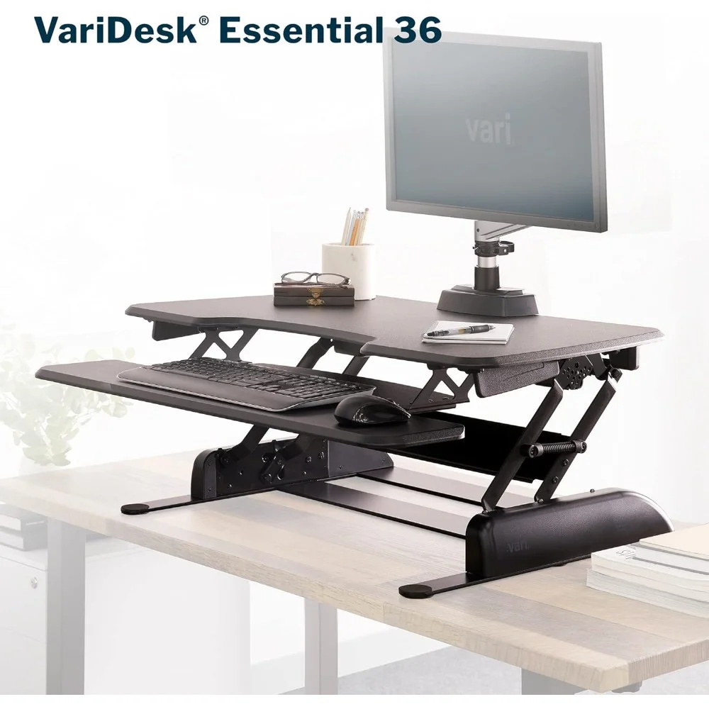 Two-Tier Standing Desk Converter for Monitor & Accessories - Height Adjustable Sit Stand Desk - Fully Assembled Monitor Riser