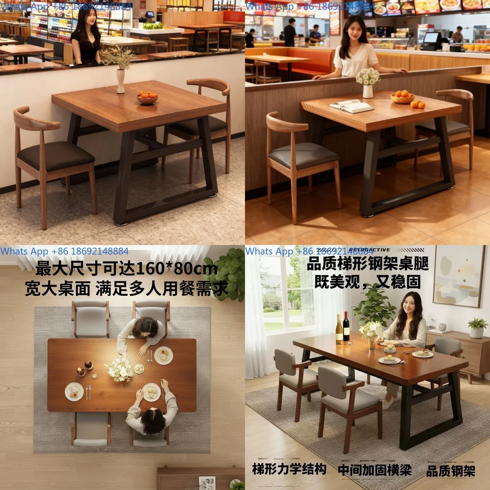 Square Dining Table with 2 Chairs Modern Style Small Restaurant Table for Home or Commercial Use