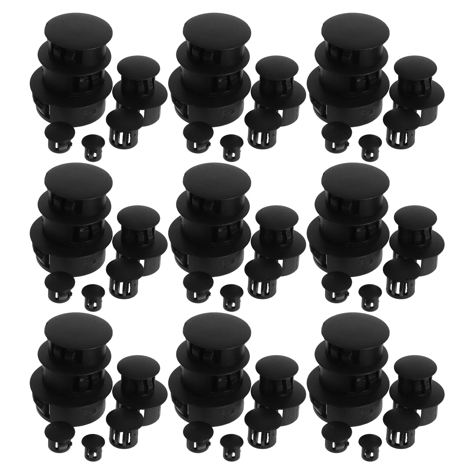 

160pcs Round Hole Cover Caps Plastic Snap-In Screw Locking Flush Covers For Door Cabinet Furniture Shelves Black Waterproof