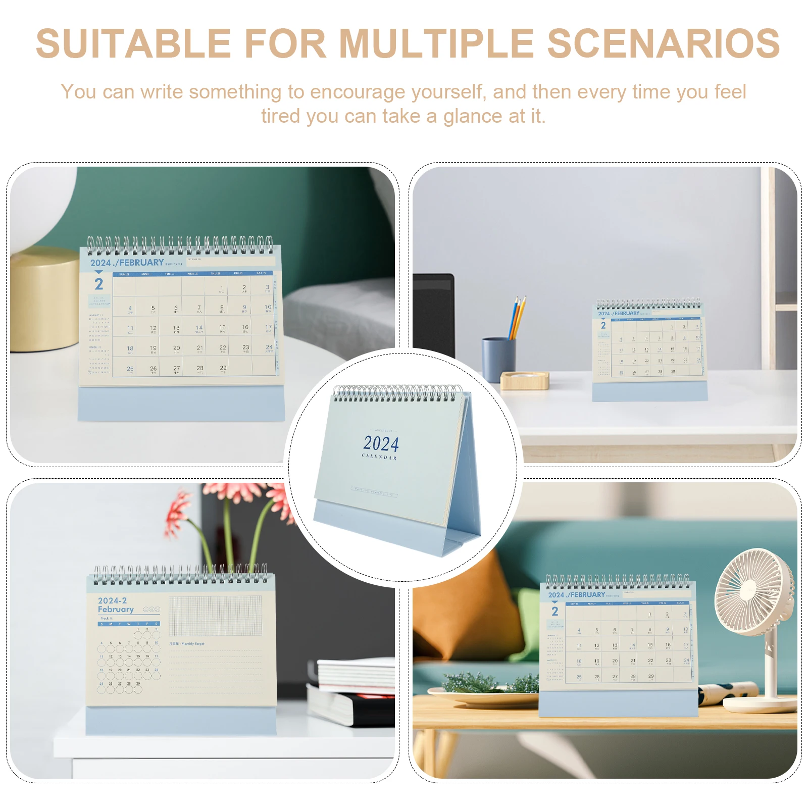 

Desktop Calendar Office Decor Creative Vertical Standing Flip for Paper Monthly Small Decorative