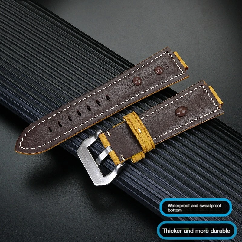 Vintage Frosted Leather Watchband for Casio G-SHOCK GST-B400 GST-B200 Series Crazy Horse Skin Retro Watch Bracelet 24*16mm Strap