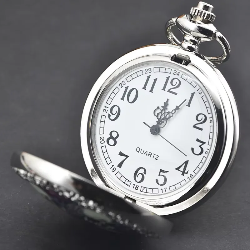 Vintage Bronze Steampunk Enamel Peacock Peony Quartz Pocket Watch Necklace Pendant Clock Chain Men's and Women's Gifts
