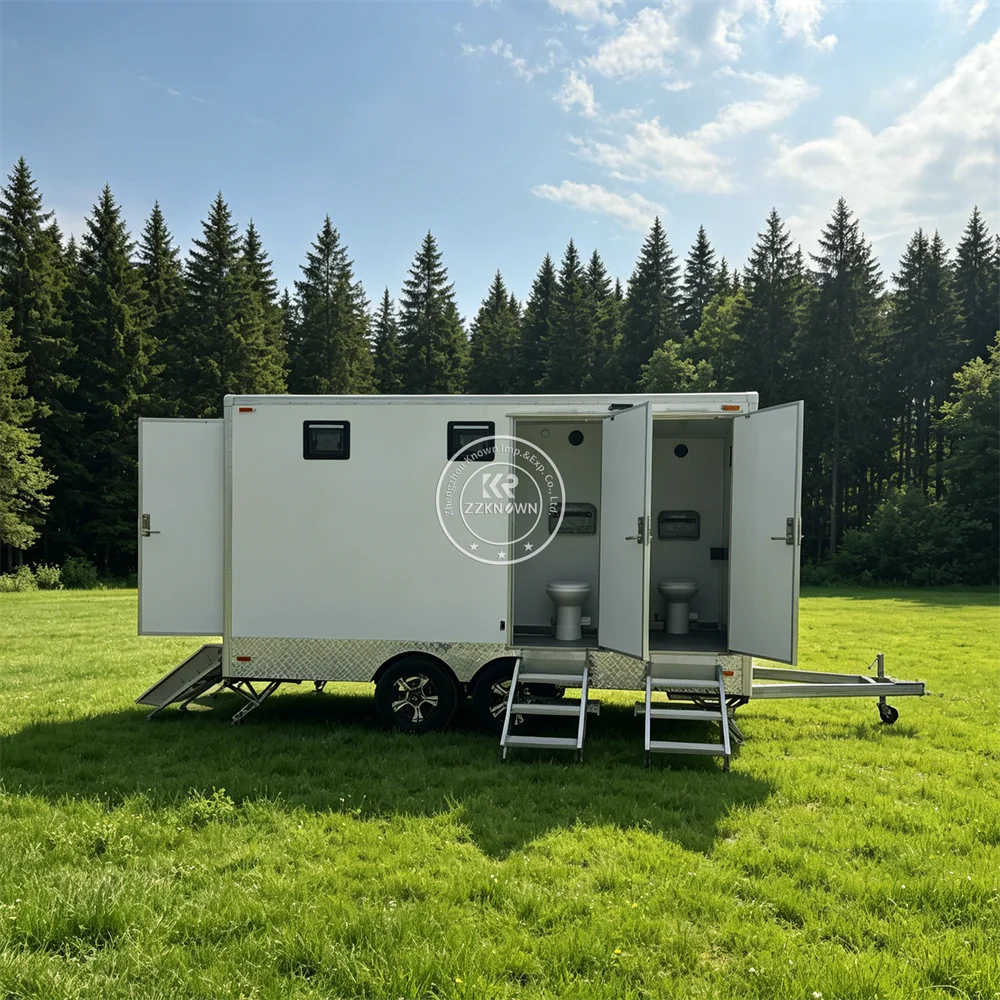 Eco Friendly Mobile Washroom Outdoor Park Portable Bathroom Cabin Modern Luxury Restroom Trailer for recreational use