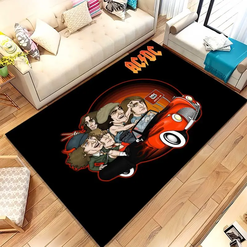 Fashion ACDC Rock Band Sign Catoon Living Room Non-Slip Area Rug Soft Carpet for Bedroom  Playroom Sofa,Home Decor Doormat