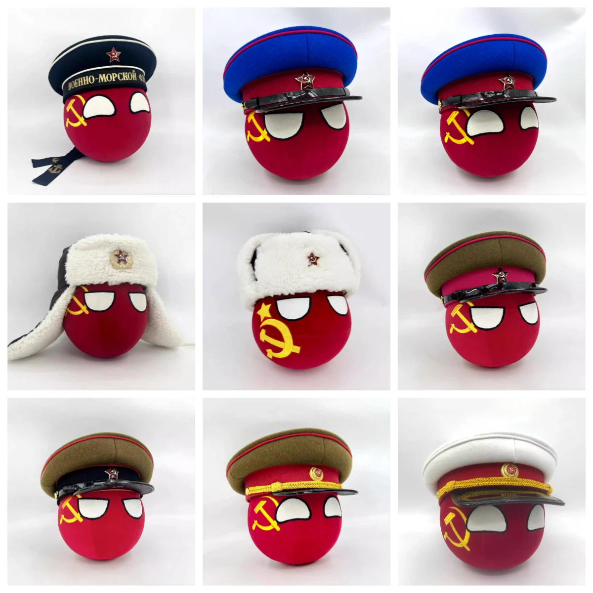 

Polandball Plush Doll Toy Countryball USSR Soviet Ball and Hat World War II Defense War Cosplay for Gift