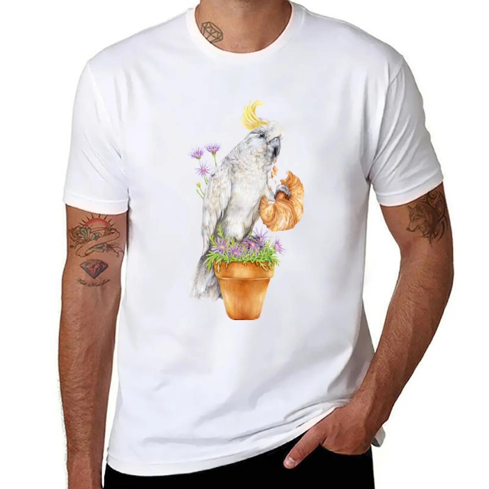 

Cheeky Cockatoo - Funny Sydney Bird eating Croisant T-Shirt cotton tshirt 100% g man t shirts for men T-Shirt