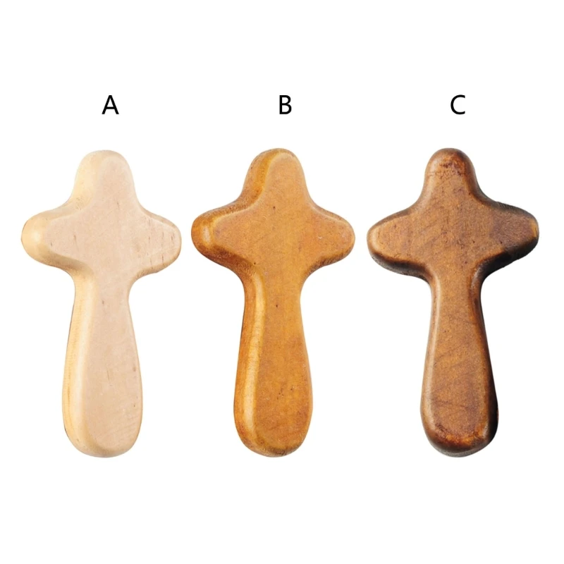 4 Inch Hand Held Wooden Cross Pocket Prayer Comfort Holding Crosses Christian Gift for Clutching Jewelry Making Church