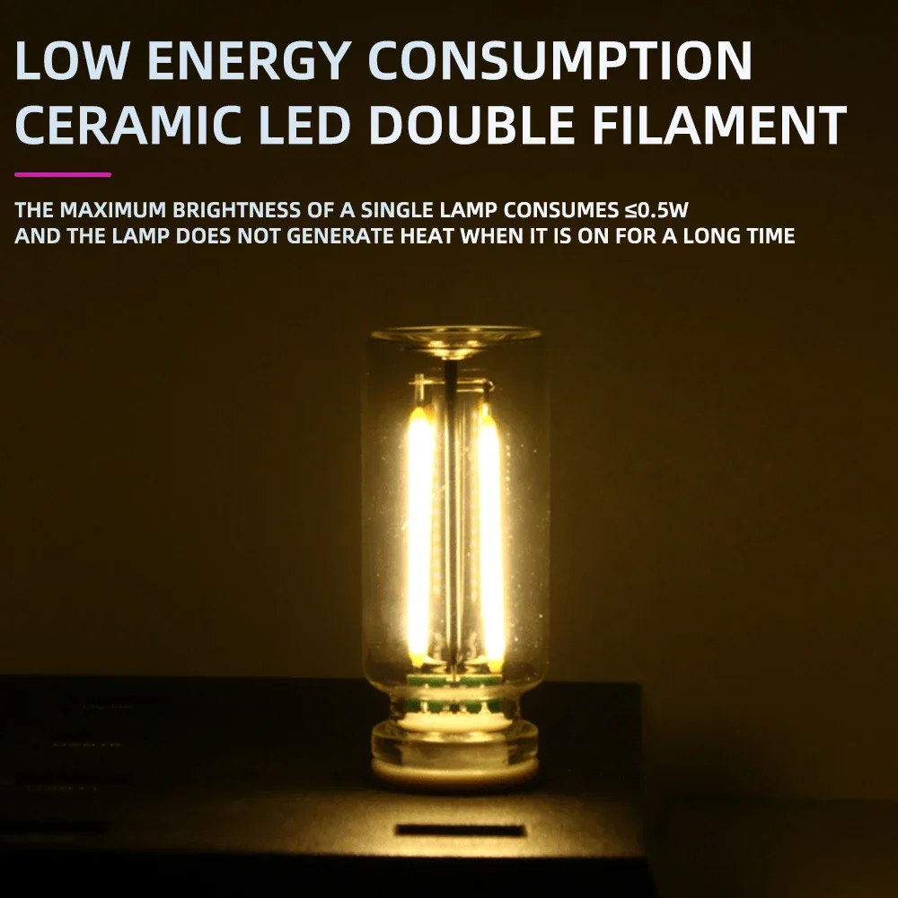 1pc Car USB Touch Control Dimming LED Night Light Incandescent Filament Lamp Bulb Car Room Decor Lamp Plug Play Atmosphere Light
