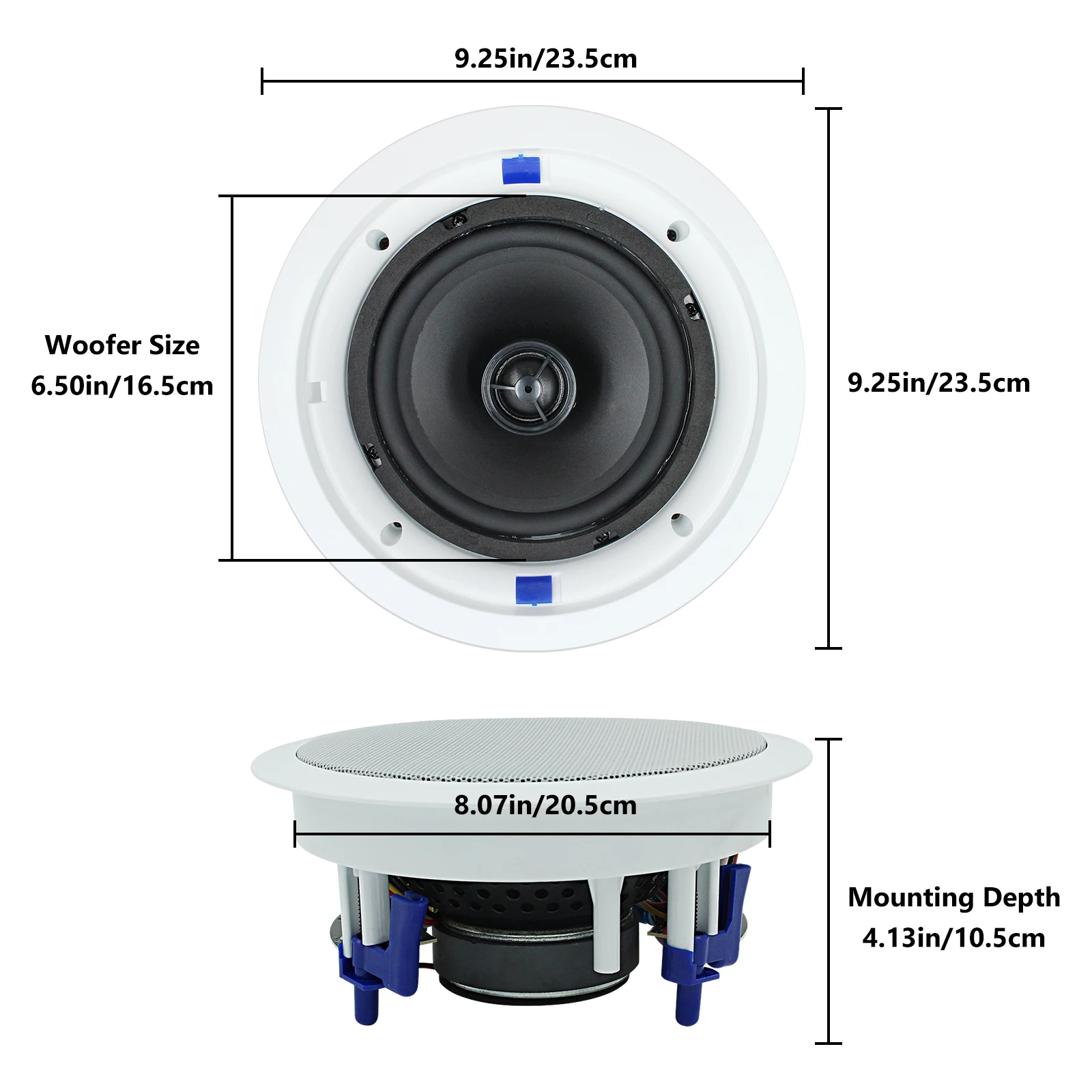 Herdio 6.5\'\' 320W Home Audio Bluetooth Ceiling Speakers Flush Mount In Wall Speakers For Indoor Living Room Bathroom Kitchen