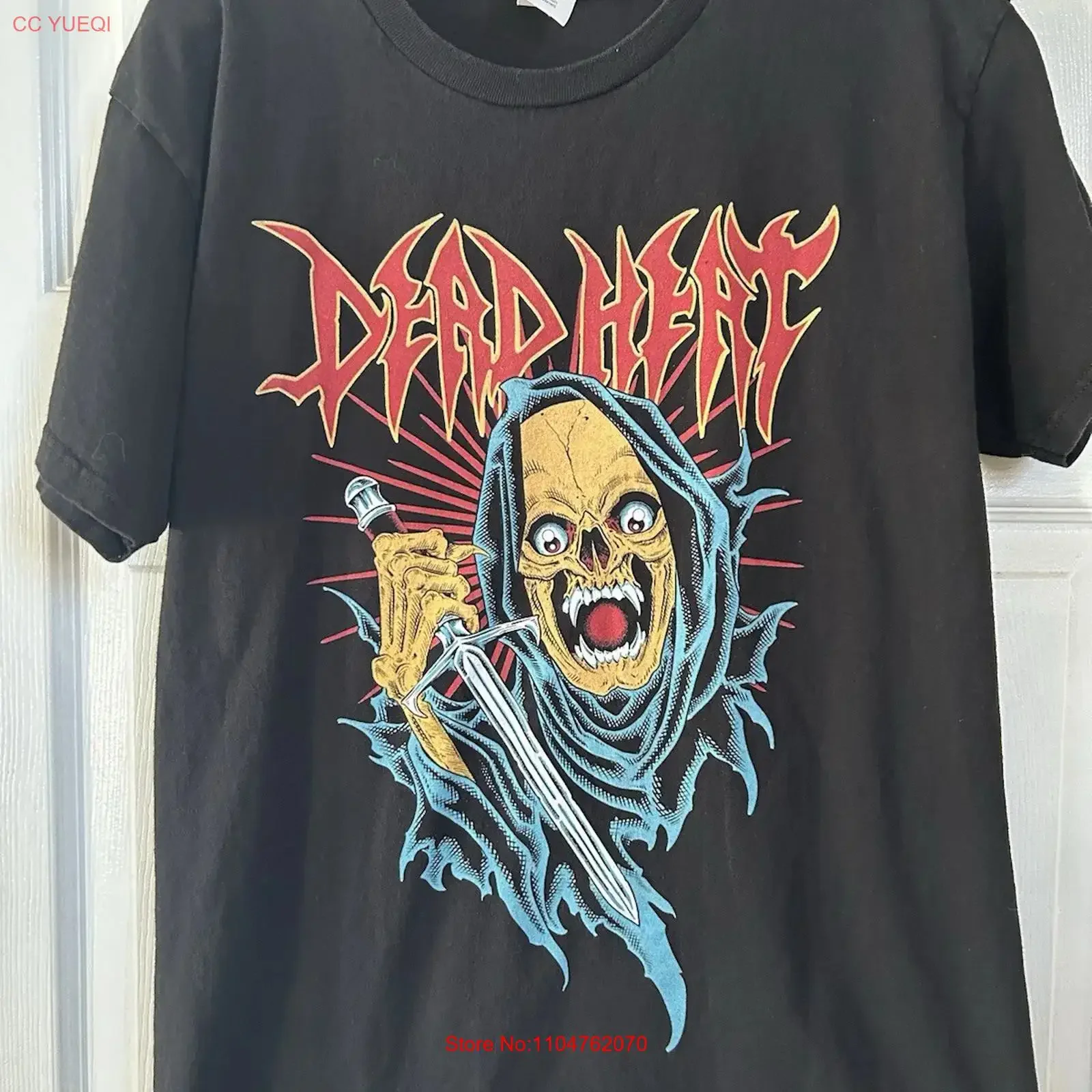 Camiseta de la banda Dead Heat, estilo hardcore metal trash, talla M, vintage, lavada, ligeramente transpirable, con gráfico, para uso diario, informal.