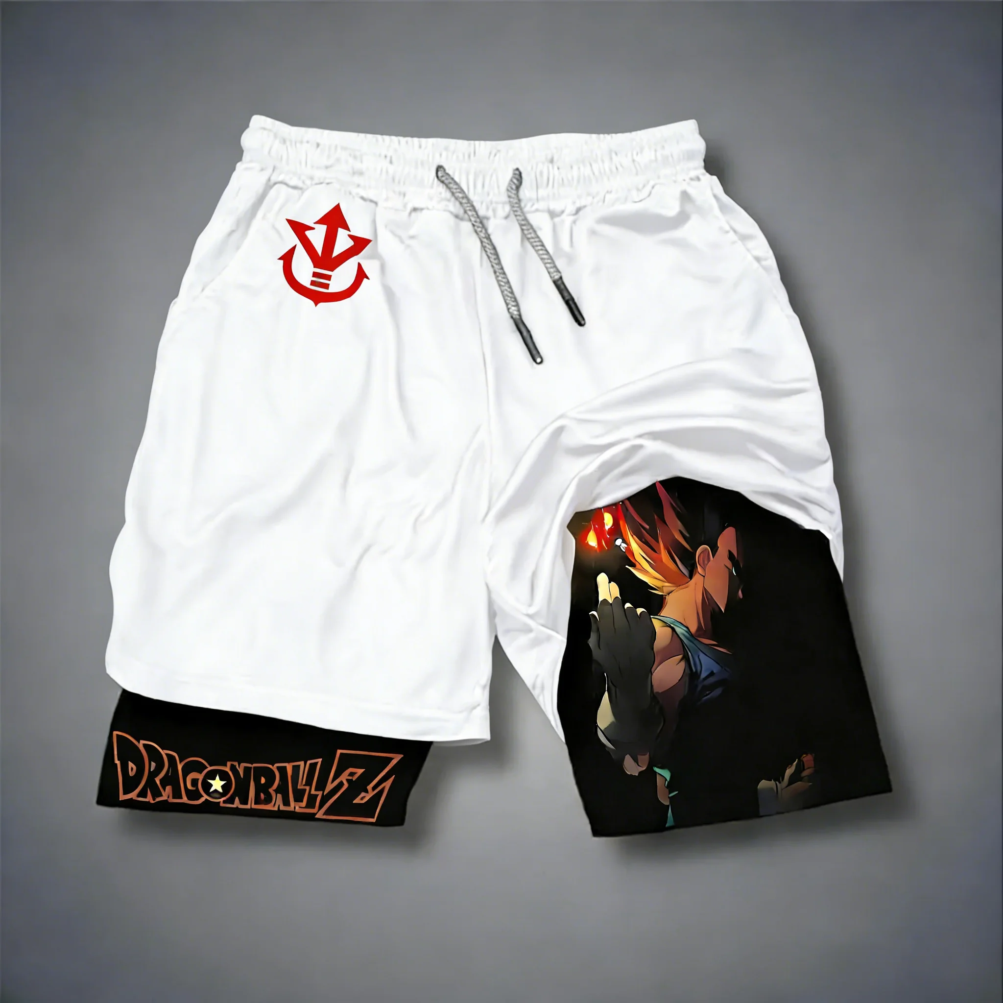 

Спортивные шорты Dragon Ball Vegeta с аниме-принтом, двухслойные, быстросохнущие, дышащие, 2026, мужские и женские летние боксерские шорты