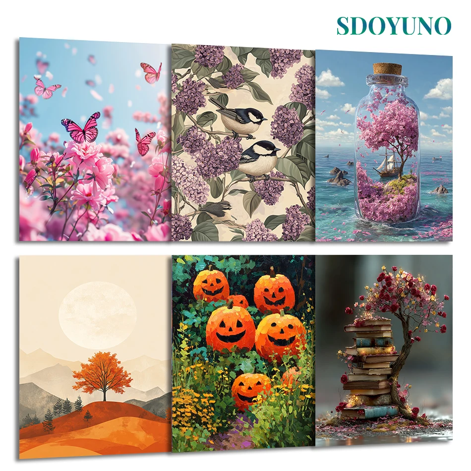 

SDOYUNO Painting Paints By Numbers Oil Art plant scenery Acrylic Paints Drawing By Numbers Handmade Paint Kit Home Decoration