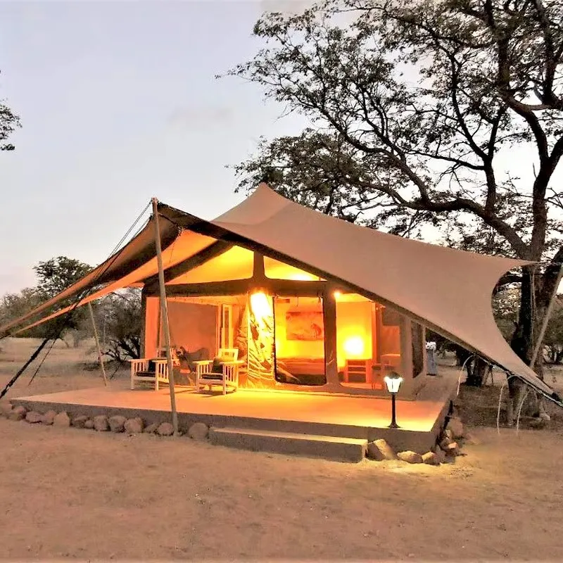 

Outdoor Camping Villa House Steel Pod Safari Hotel Glamping African Tent With Air Condition