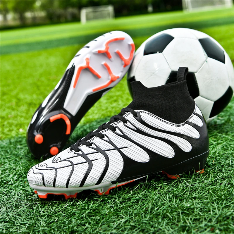 

2024 Men's Soccer Shoes Large Size Ultralight Football Boots Boys Sneakers Non-Slip AG/TF Soccer Cleats Ankle Boots Unisex