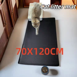 Alfombrilla grande para gatos, estera de arena para gatos, control de fugas de doble capa, resistente al desgaste, arenero grande, mat70 x 120cm