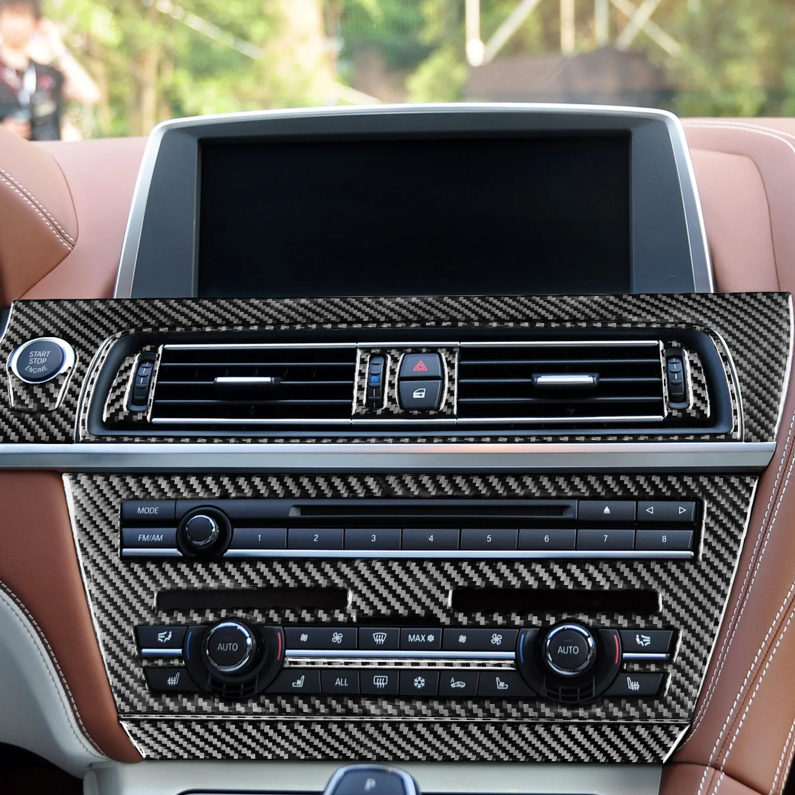 For BMW 6 Series 2011-2018 M6 F12 F13 F06 M Sport Real Carbon Fiber Sticker Air Outlet Gear Shift Lift Panel Trim Car Inside view 2