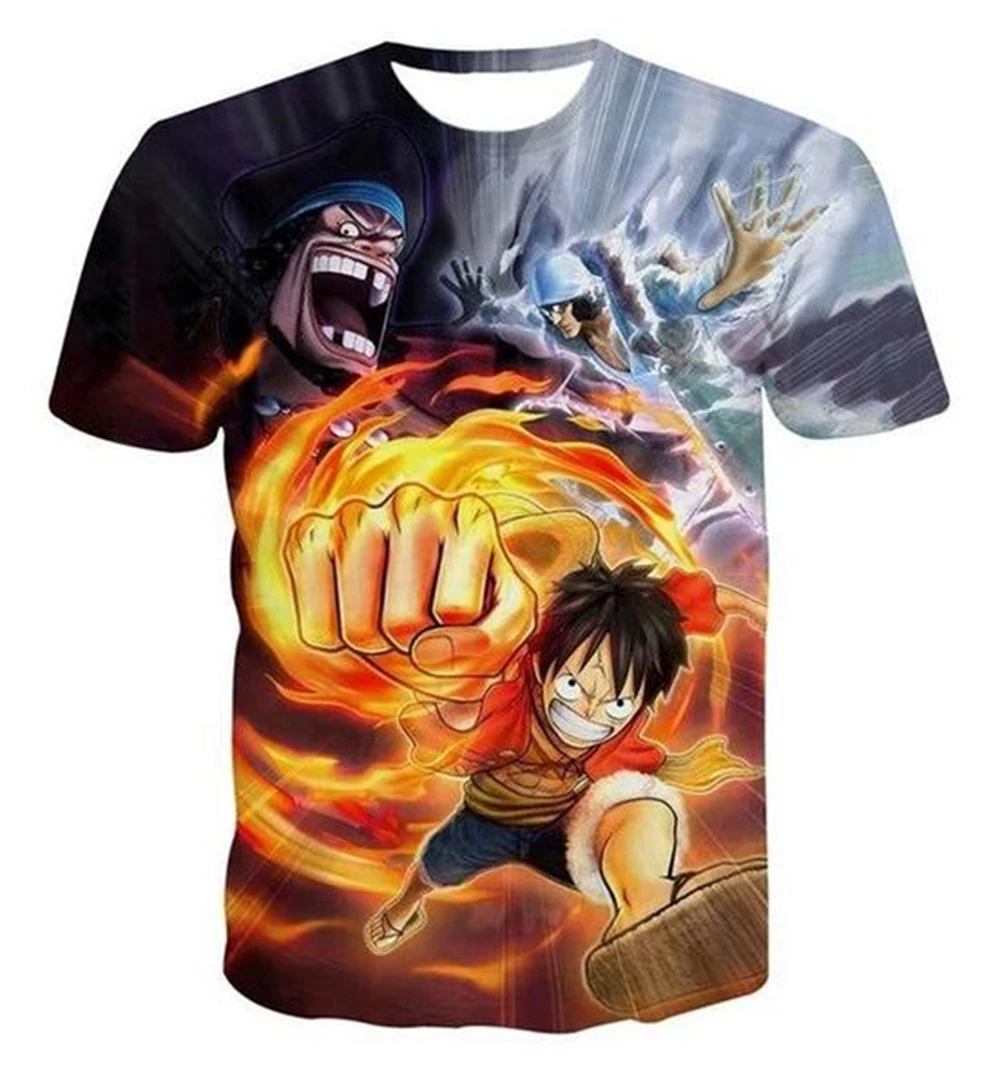 Camiseta Estampada de Anime Japonés One Piece con Diseño de Barba Negra, Camiseta de Moda para Niños y Adultos, Ropa de Cosplay