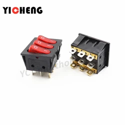 4Pcs KCD4 12V 220VTriple red with light 9 feet 2 gears boat switch KCD3-303 3 in 1 combination rocker 15A home power switch