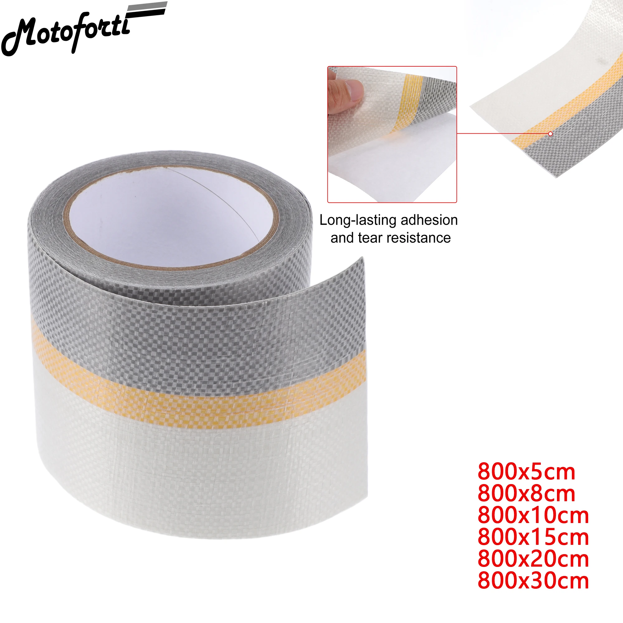 

Motoforti 5cm 8cm 10cm 15cm 20cm 30cm Width 8M Length Weatherstrip Tarpaulin Repair Tape PE Outer Leak-Proof Tent Awning Tape