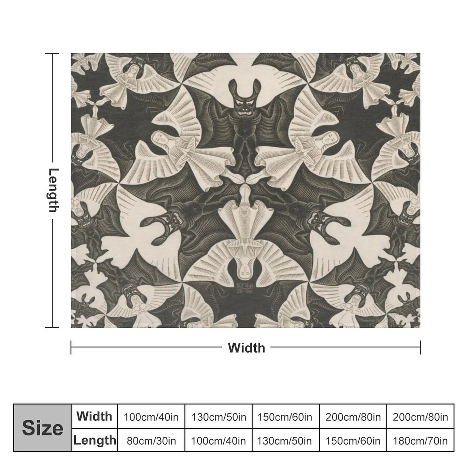 Escher - Circle limit IV (heaven and hell) Throw Blanket warm winter Personalized Gift halloween Blankets