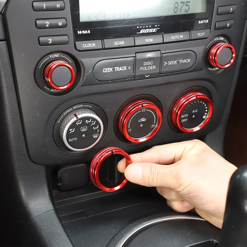 Red/Silver For Mazda MX-5 NC 2009-2015 Aluminum Alloy Car Air Conditioner Volume Adjustment Knob Cover Trim Car Accessories
