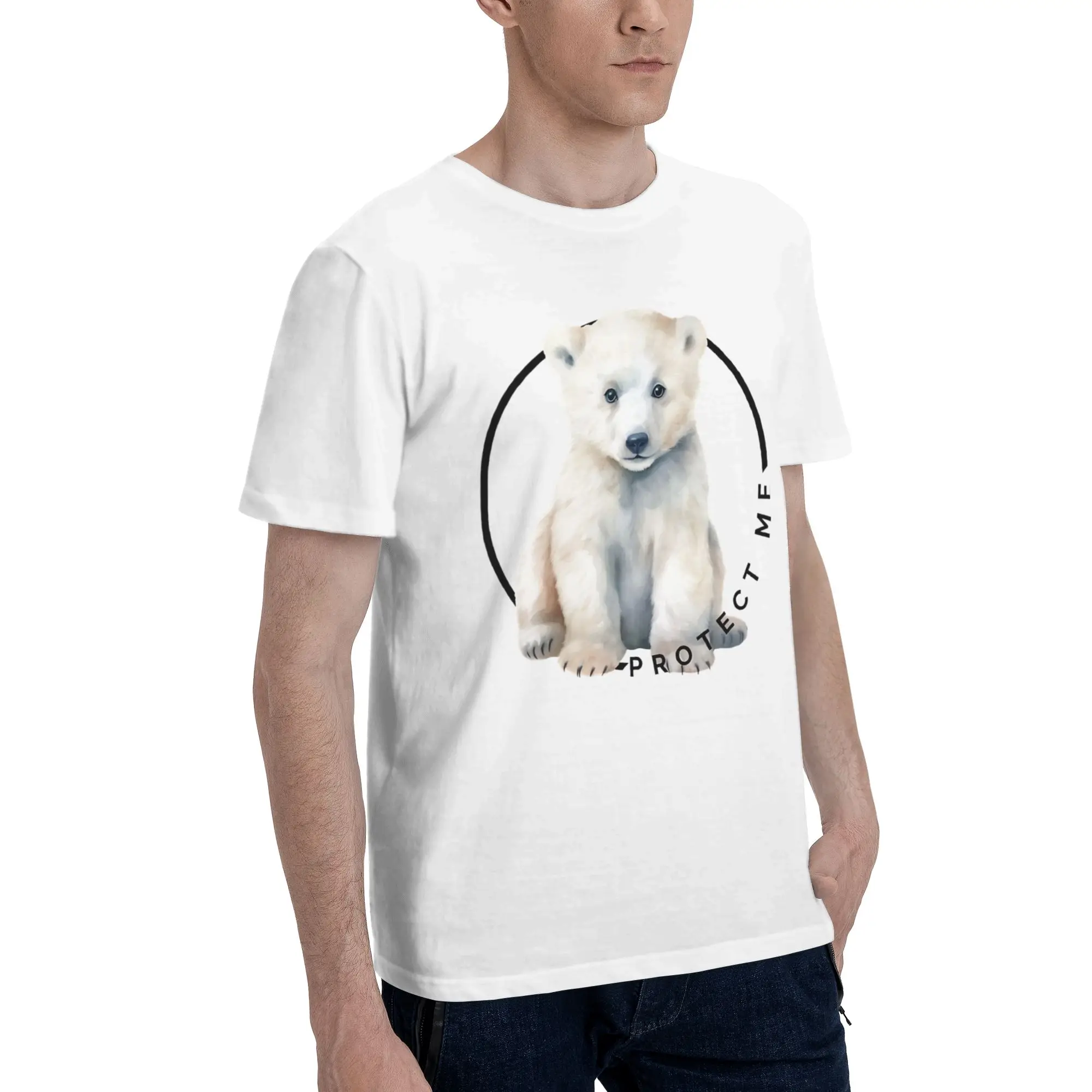 Protect Me Men T Shirt Protection Animal  Vintage Tees Short Sleeve Crewneck Cotton Summer Clothing T-Shirt