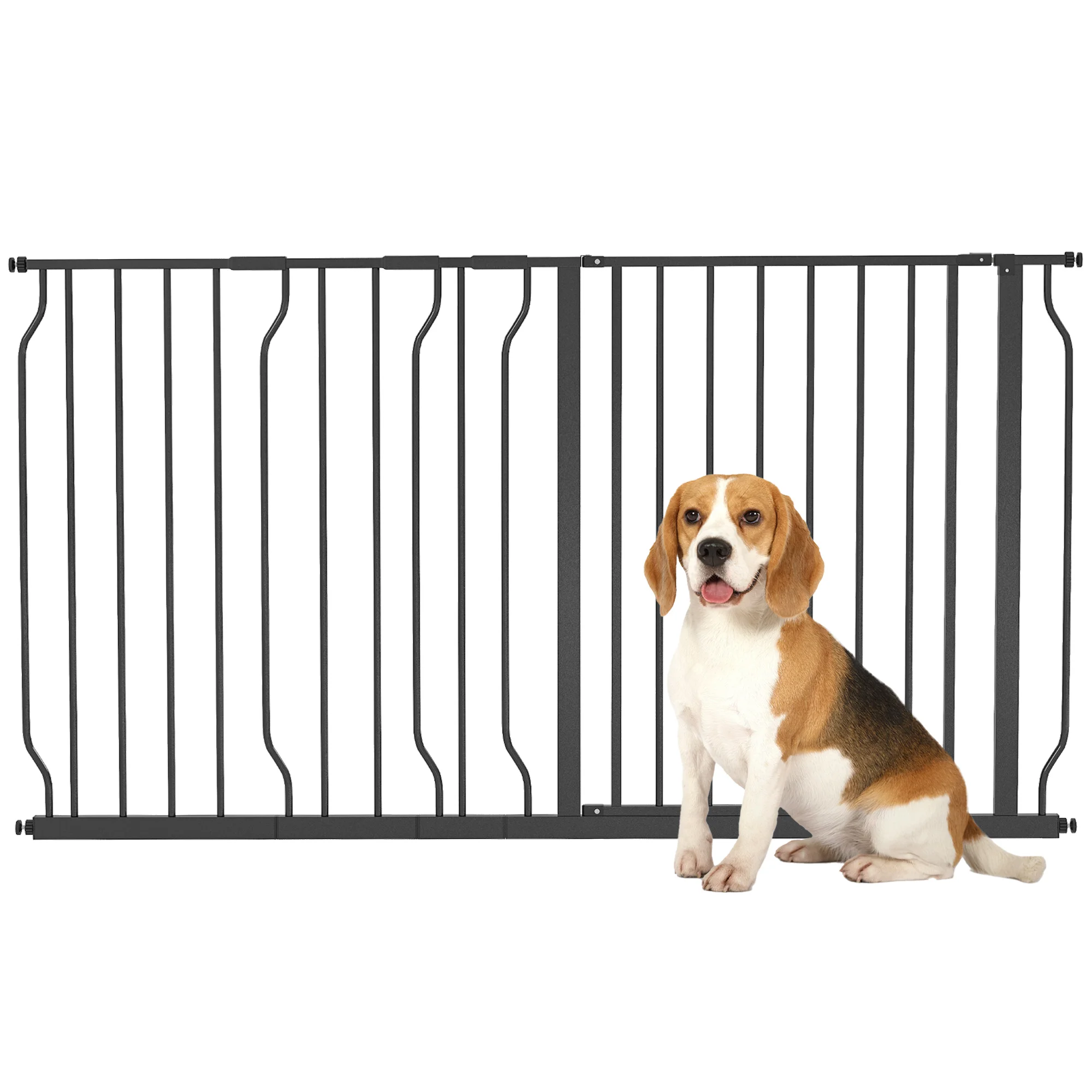 PawHut Extensible safety barrier with 3 extensions 75-145x76 cm black